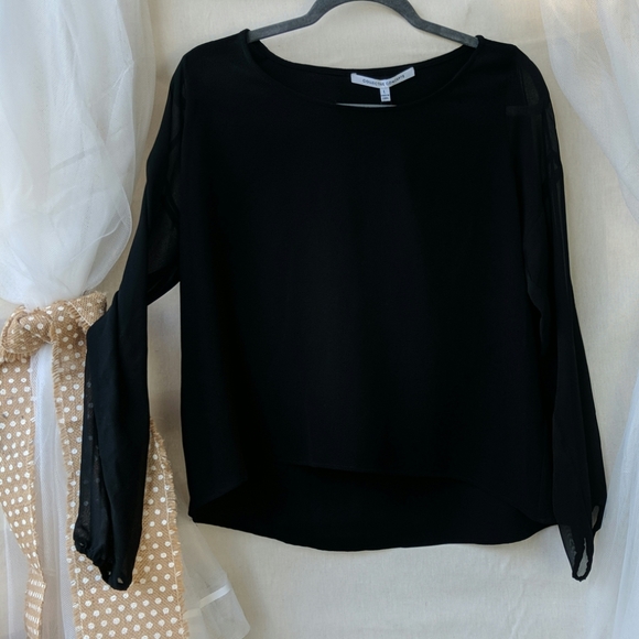 COLLECTIVE CONCEPTS Sheer Sleeve Blouse Large NWT - Picture 2 of 4